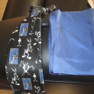 Tie with Pocket Square, Looney Tunes, Stamp Collection, 1997 Warner Bros